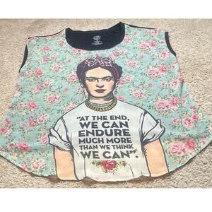 FRIDA KAHLO BRAND UNIQUE TOP SS Loose Fit —- FLORAL & SOLID  POWERFUL MESSAGE